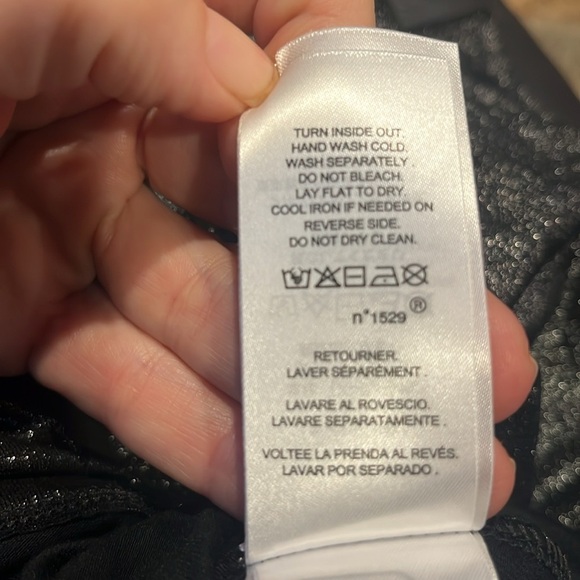 Lauren Ralph Lauren Women's Metallic Jersey Surplice Top black silver L - Picture 5 of 5